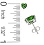 .925 Sterling Silver Emerald Gemstone Stud Earrings in Four Prongs - Heart Shape 4 mm