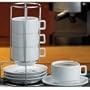 Stackable Porcelain Cappuccino Cup & Saucer 9 Pc Set