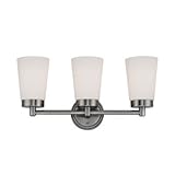 Lite Source LS-16903 Alvina 3-Lite Vanity Lamp, Gun Metal with Frosted Glass Shade
