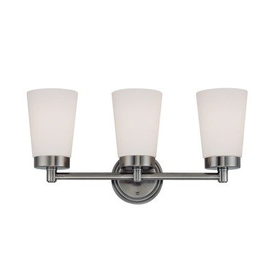 Lite Source LS-16903 Alvina 3-Lite Vanity Lamp, Gun Metal with Frosted Glass Shade