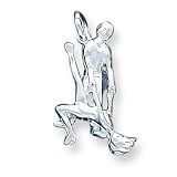 Sterling Silver Satin Finish Diamond Cut Dancers Charm with 20 inch Sterling Silver Chain