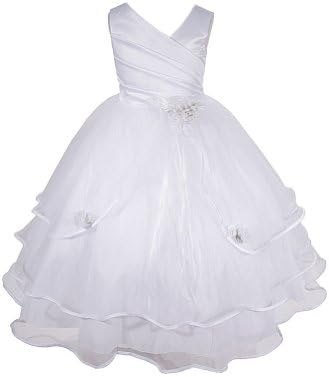 AMJ Dresses Inc Little Girls White Flower Girl Communion Pageant Dress