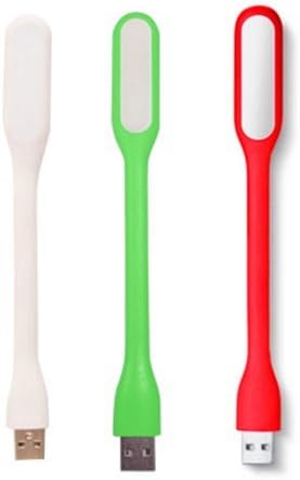 (3 Pack) Mini USB LED Light Adjust Angle Portable Flexible Led Lamp With USB for Powerbank PC Laptop Notebook Computer Keyboard, Perfect for Reading/Studying/Relaxation/Bedtime (White+Red+Green)