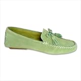 Women's San Francisco Loafer / Moccasin in Apple Green Color: Cream, Size: 7