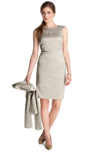 ESPRIT Collection Damen Kleid (knielang), C2S027, Gr. 38 (M), Beige (barley beige 292) Preisvergleich