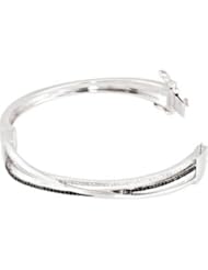Genuine Spinel & Diamond Bangle Bracelet Sterling Silver 1/3 Ct Tw Genuine Spinel & Diamond Bangle Brc
