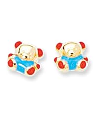Childrens 14K Gold Teddy Bear Stud Earrings