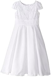 Girls Sophisticated Spring Metallic/Rayon Pleated Lace  Dress