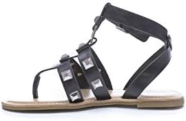Bamboo Studded Strappy Thong Flat Sandal All Sizes BLACK 9
