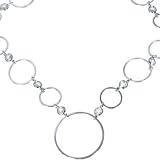 16 Inch Silver Clear Cubic Zirconia CIRCULAR LINK Necklace