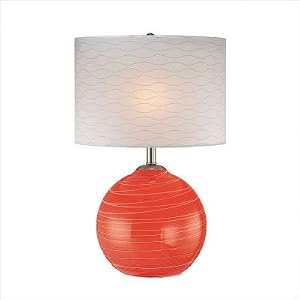 Table Lamp with Night Light - Waved Lines Paper Shade