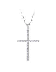 14K White Gold 1/5 ct. Diamond Cross Pendant with Chain