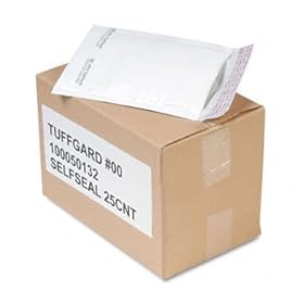 Sealed Air 49677 - Jiffy TuffGard Self-Seal Cushioned Mailer, Side Seam, #00, 5x10, WE, 25/Carton-SEL49677