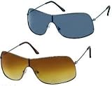Unisex (Mens/Womens) Ski Style Wrap Around Aviator Sunglasses With Smoked Lenses  - Available In  Black & Brown Frames  - Affordable Sunglasses