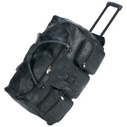 Embassy 24 Inch Italian Stone Design Genuine Leather Rolling Duffle Bag Feature Multiple Pockets Embassy 24 Inch Italian Stone Design Genuine Leather Rolling Duffle Bag Feature Multiple Pockets
