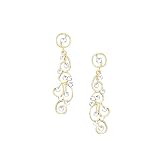 14K Two Tone Gold ''Diamond Cut'' Filigree Dangle Earrings