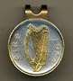 Irish 1/2 Penny "Harp" Two Tone Coin Golf Ball Marker