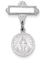 Miraculous Medal Pin- Sterling Silver Miraculous Medal Pin