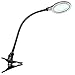 Brightech Lightview Pro Flex - Hands Free, Magnifying Glass Desk Lamp for Close Work - Bright LED Lighted Gooseneck Magnifier with Clamp for Reading, Tasks & Crafts - Black