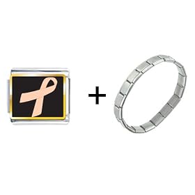 Peach Ribbon Awareness Italian Charm Bracelet