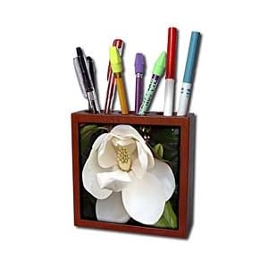 WhiteOak Photography Floral Prints - Magnolia Bloom - Tile Pen Holders-5 inch tile pen holder