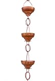 Monarchs Pure Copper Eastern Hammered Cup Rain Chain 8-1/2 Foot Length