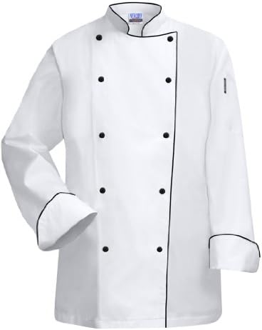 Newchef Fashion White Lady Chef Coat with Black Trim