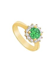 Emerald and Diamond Ring 14K Yellow Gold - 1.50 CT TGW