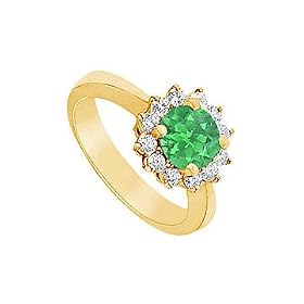 Emerald and Diamond Ring : 14K Yellow Gold - 1.36 CT TGW