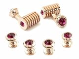 Rose-Gold-Tone Fuchsia Swarovski Barrel Formal Set by Cuff-Daddy