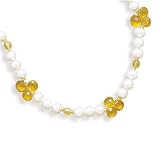 16 14k Yellow Gold Citrine & Cultured Freshwater Pearl Bead Necklace