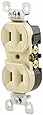 Leviton 223-I 15 Amp, 125 Volt, Duplex Receptacle, Residential Grade, Non-Grounded, Ivory