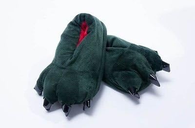 NiniMoe Green Children Soft Plush Indoor Home Slippers Paw Claws Cosplay for Kids Boys Girls (EU Size: S 31-35)