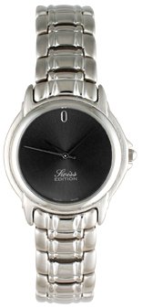 Swiss Edition Swiss Made Mens All Silver Round Watch with a Charcoal Dial