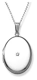 Sterling Silver Oval w/ Diamond Accent, 20