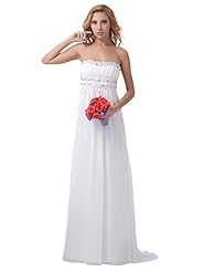 A-line Strapless Floor Length Lace Beaded Cutout Empire   Waistline Chiffon Bridesmaid Dress 