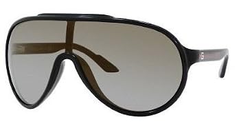 Click here to buy Gucci 1004 SHINY BLACK GRAY MIRROR BRONZE LENS Sunglasses by Gucci.
