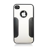 Silver with Black Chrome Aluminum Skin Hard Back Case Cover for Verizon At&t Sprint Apple Iphone 4 4s + Lcd Screen Guard + Microfiber Pouch Bag + Stylus Pen