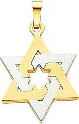 14K Two Tone Gold Star of David Pendant