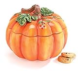 Unique Large Pumpkin Shape Cookie Jar/Food Storage Great Holiday Table Decor