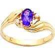 14K Gold 0.03 cttw Amethyst & Clear Diamond Birthstone Right Hand Ring