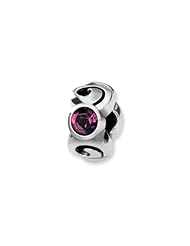 February Birthstone, 3-Stone Charm in Silver for 3mm Bracelets