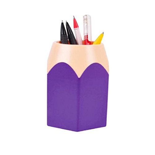 Oksale® Makeup Brush Vase Pencil Container Pot Pen Holder Stationery Storage Organizer (Purple)