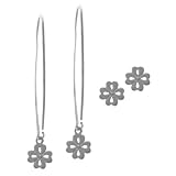 Sterling Silver Flower Earrings Set