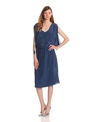 Crepe/Silk Tea Length Draped  Dress