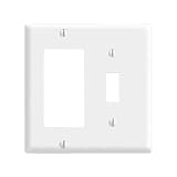 Leviton 80405-W Dual-Gang Combination Wall Plate (1 Decora/1 Toggle), White