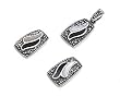 Sterling Silver Marcasite Pendant and Earrings Set - Black Onyx and Mother of Pearl with Clear CZ