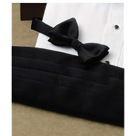 Deluxe 2 Inch Satin Bowtie and 4 Pleat Cummerbund Set
