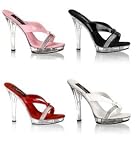 LIP-105R, 5 Stiletto Heel Platform Slide with Rhinestones up to Size 16