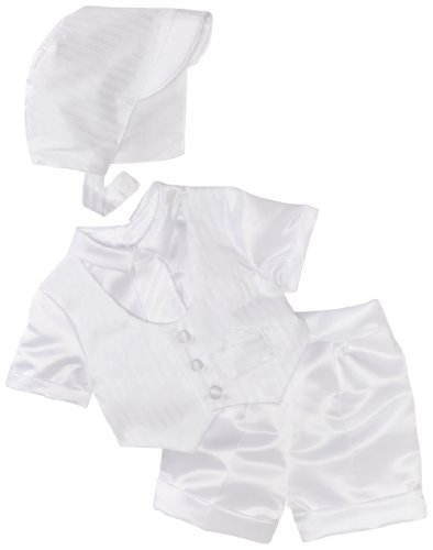 Lauren Madison Baby-boys Infant Satin Striped Vestie Set With Satin Boxer Short